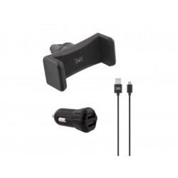 Soporte de smartphone para rejilla de coche TnB y cargador doble USB con cable